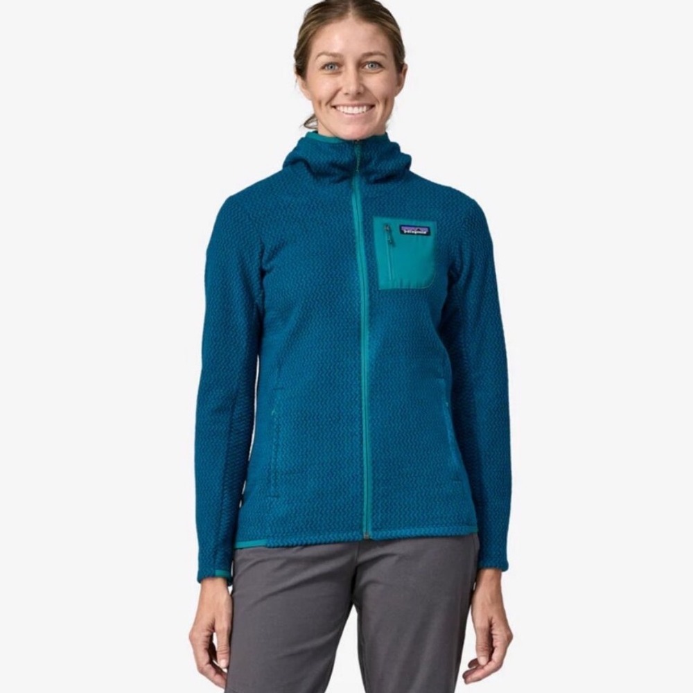Patagonia R1 Air Hoody Full-Zip Hooded Fleece Jacket Large Blue